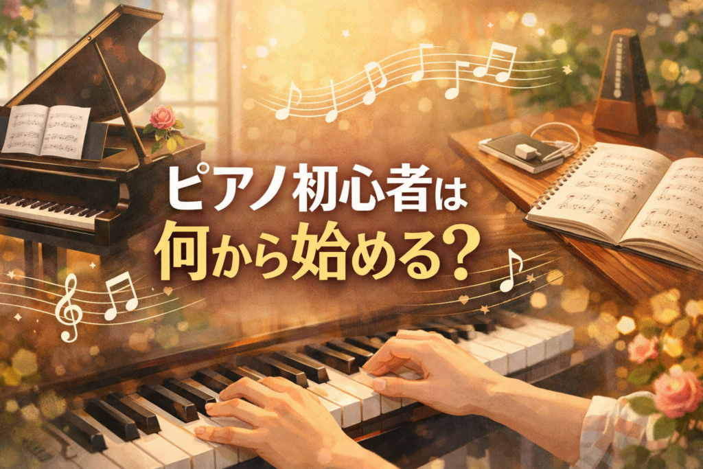 ピアノ初心者は何から始める？ピアノの始め方を解説する記事のアイキャッチ画像