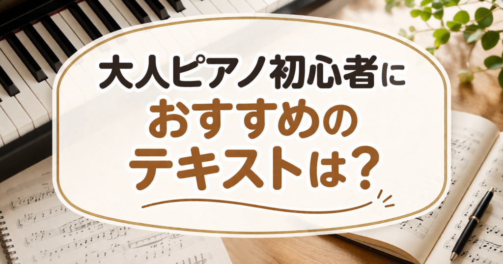 大人ピアノ初心者におすすめのテキストを紹介するアイキャッチ画像